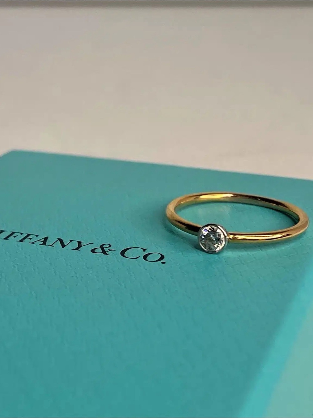 Tiffany & Co. 18k Gold Solitaire Ring with Diamond